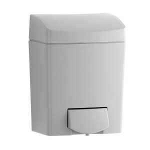 Impact-resistant polymer; grey color. Valve dispenses all-purpose hand soaps
