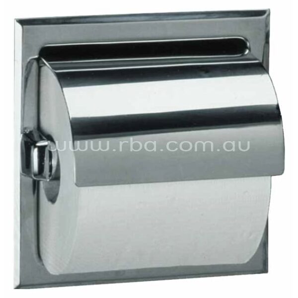 Bobrick Recessed Single Toilet holder With Stainless Steel Hood