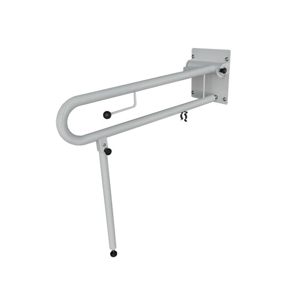 Bariatric Drop Down Grab Rail with Toilet Roll Holder | Grey | RH