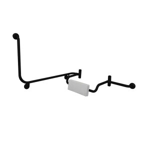 90o Wraparound Grab Rail with Integrated Backrest, Matte Black, Right Hand